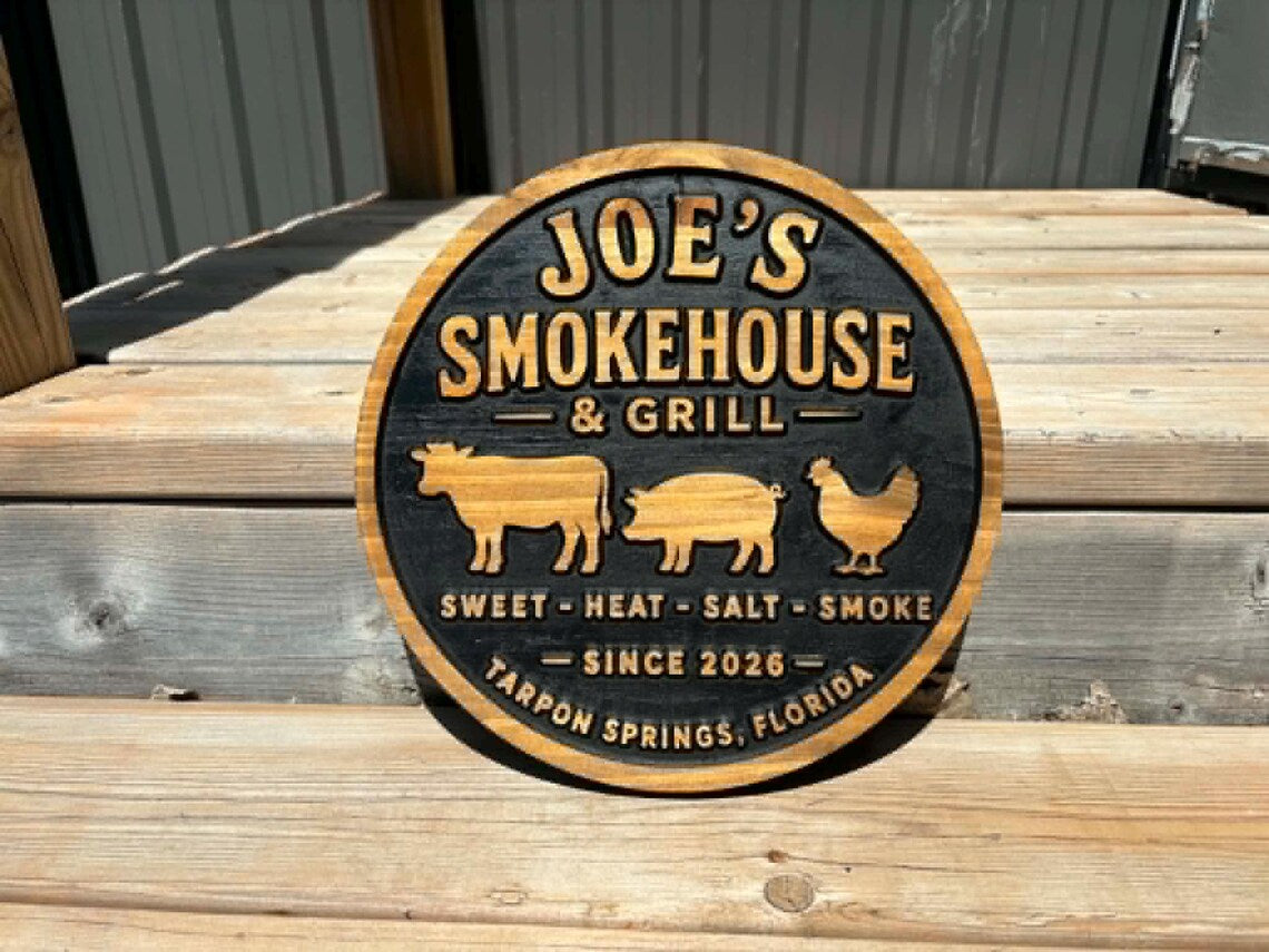Smoke House Sign with Animals