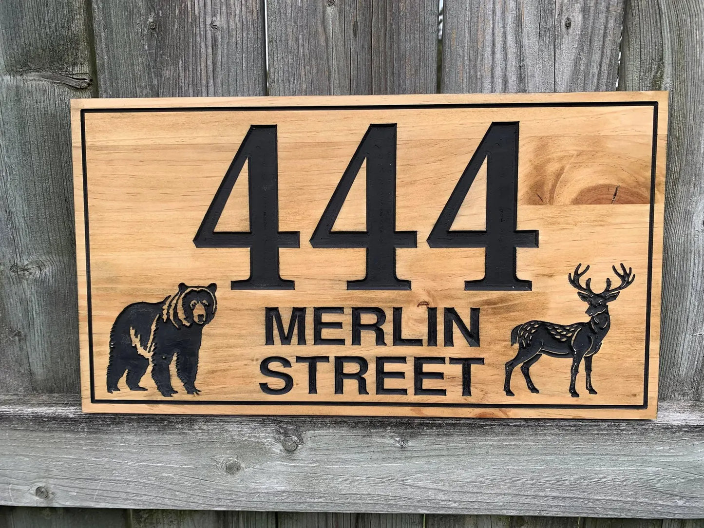 Deer and Bear Address Sign