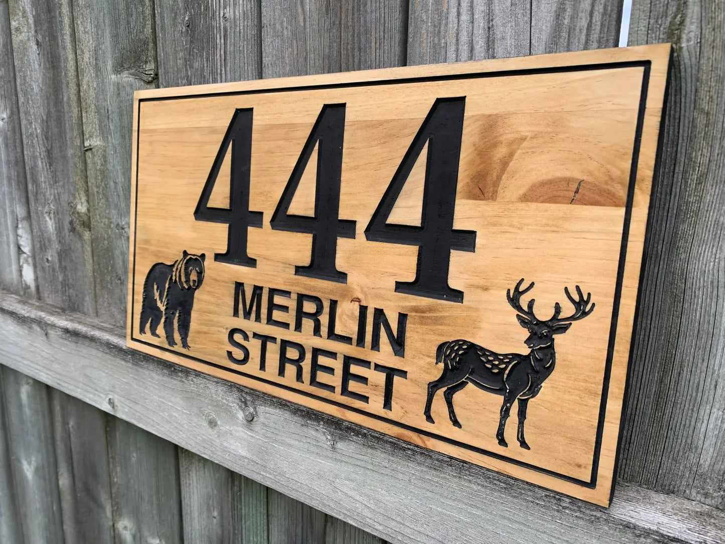 Deer and Bear Address Sign
