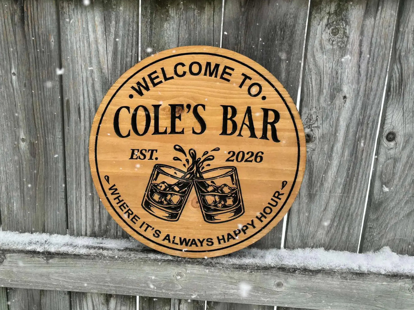 Bar Sign with Whiskey Glasses