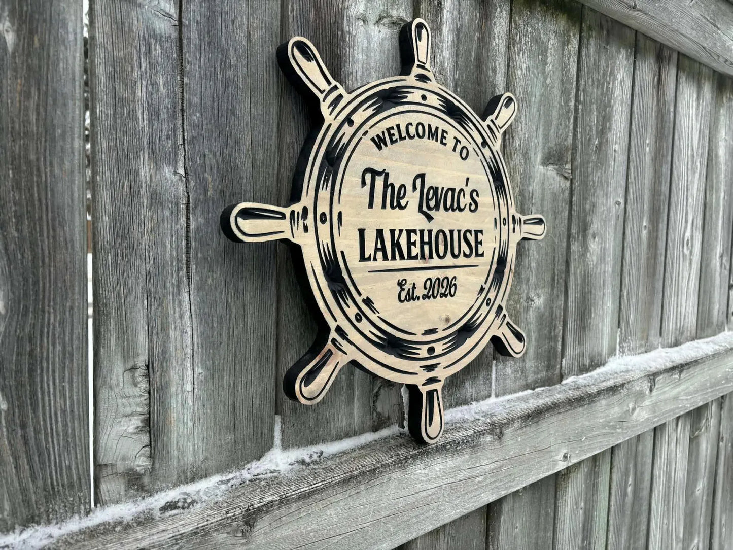 Ship Wheel Lakehouse Sign