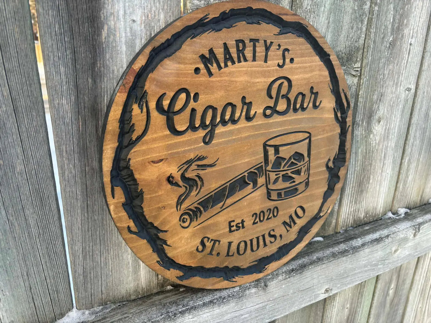 Cigar Bar Sign with Smoke Ring