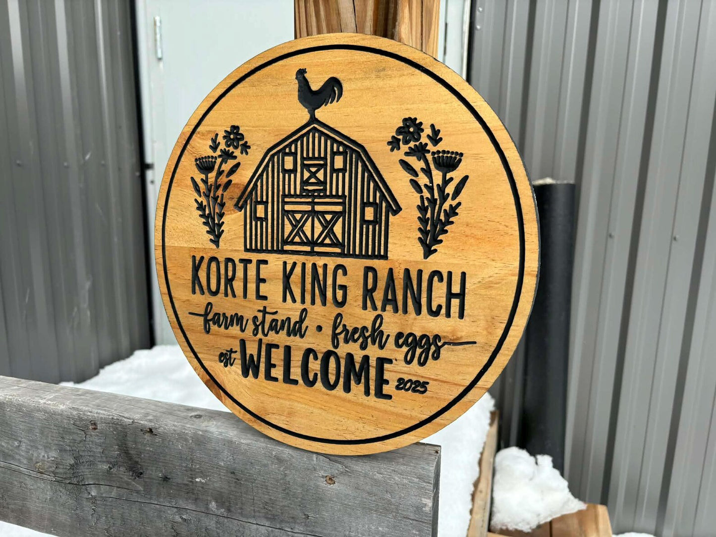 Barn and Rooster Farm Sign