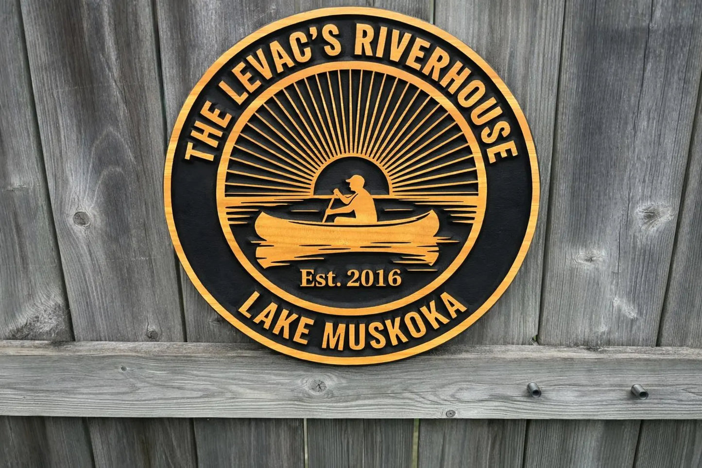 Cottage Canoe and Sunset Sign