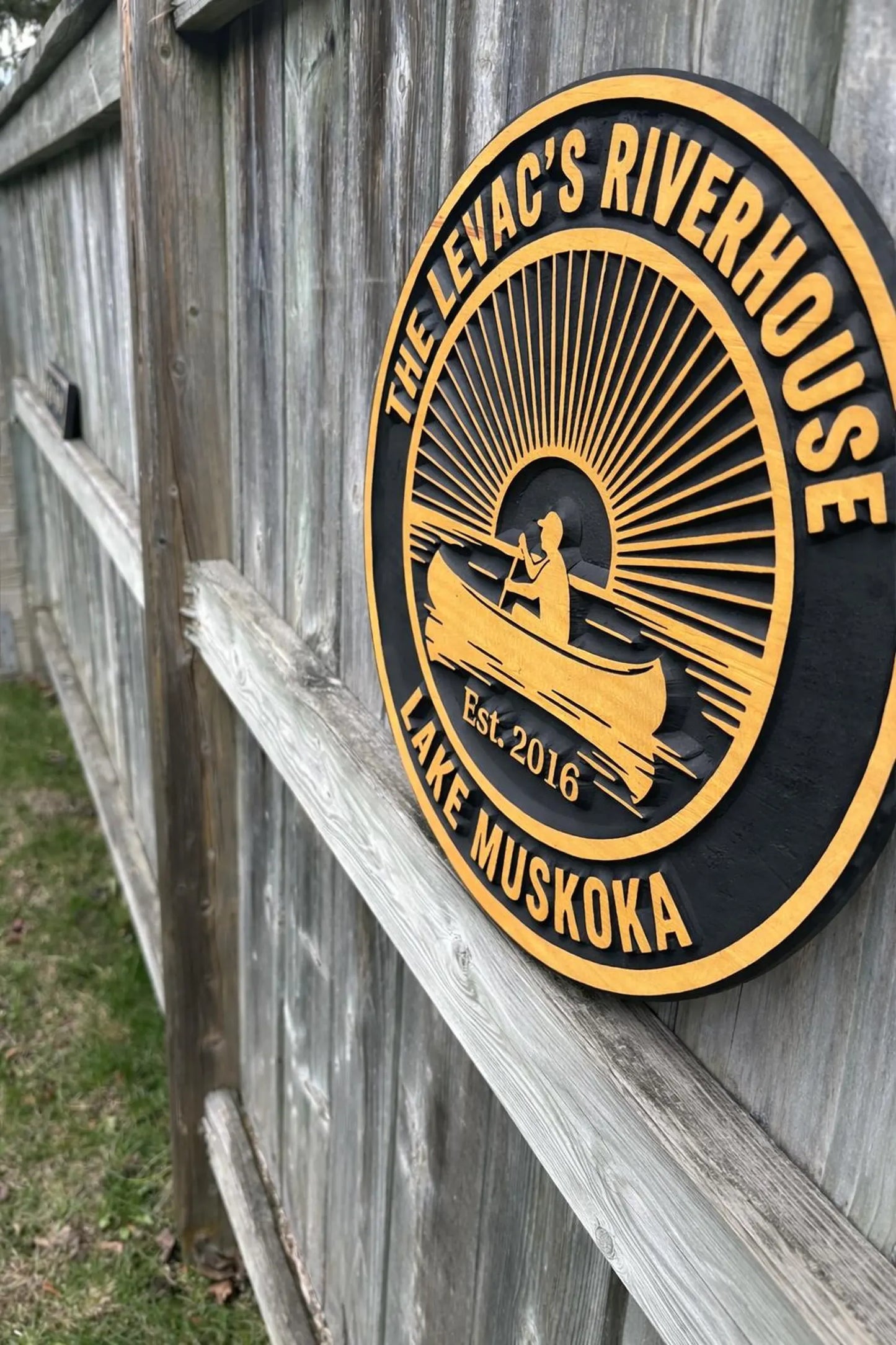 Cottage Canoe and Sunset Sign