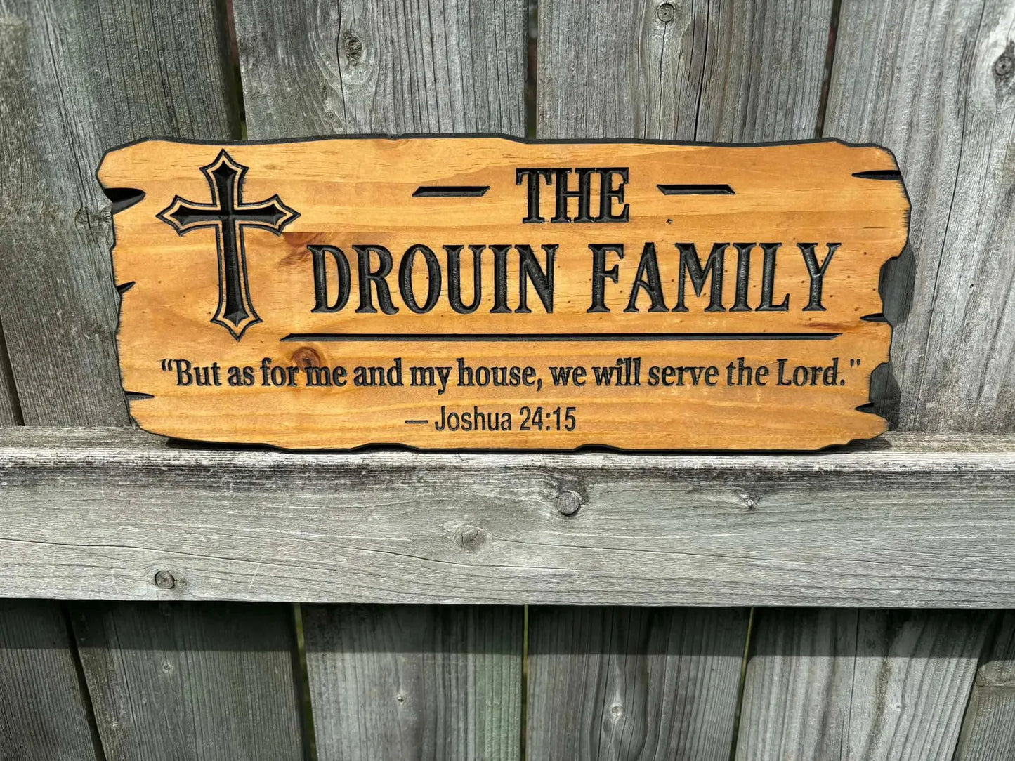 Rustic Christian Family Name Sign