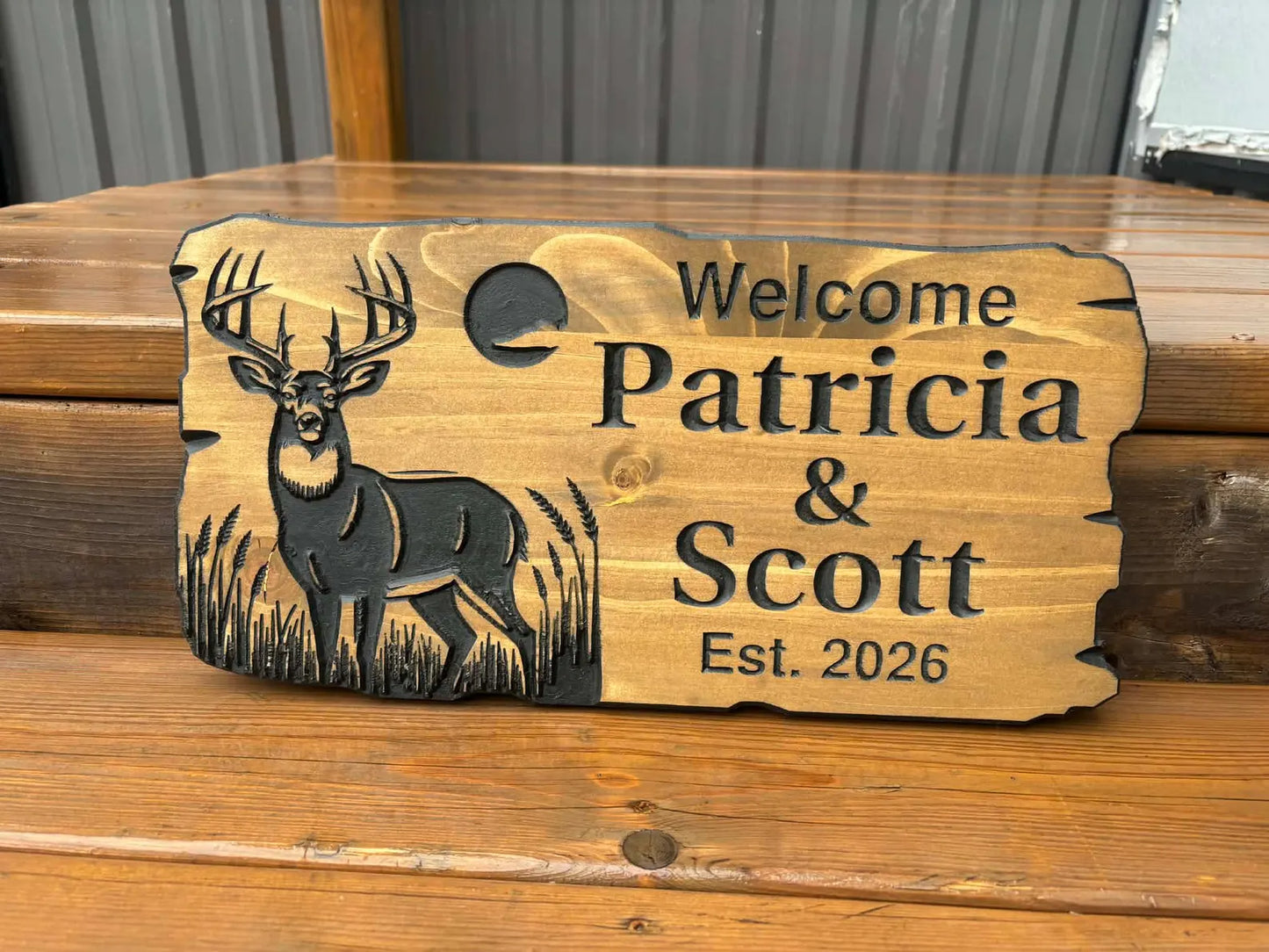 Rustic Couples Deer Sign