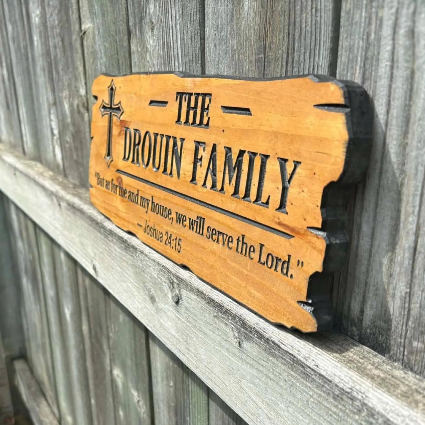 Rustic Christian Family Name Sign