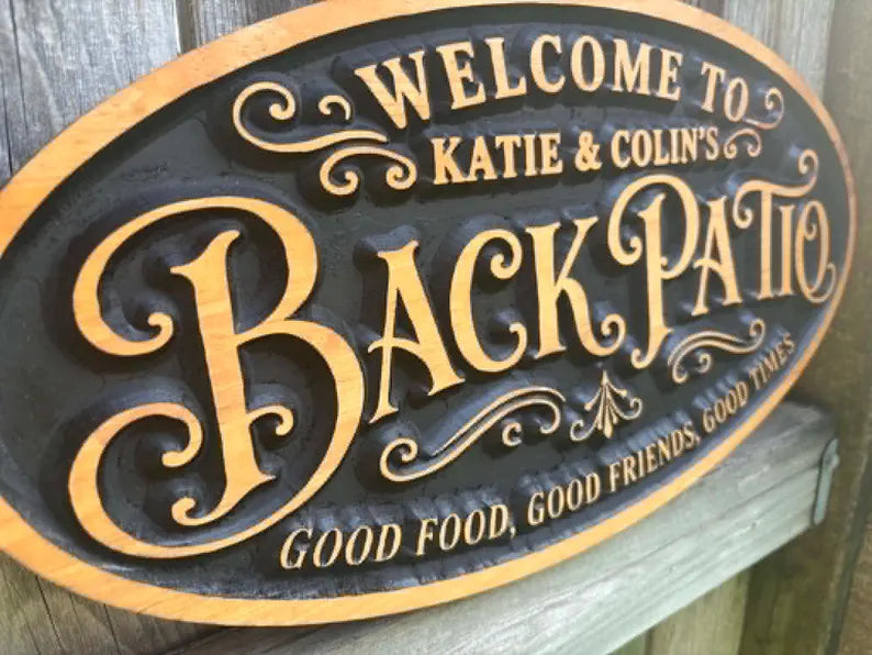 3D Oval Back Patio Sign