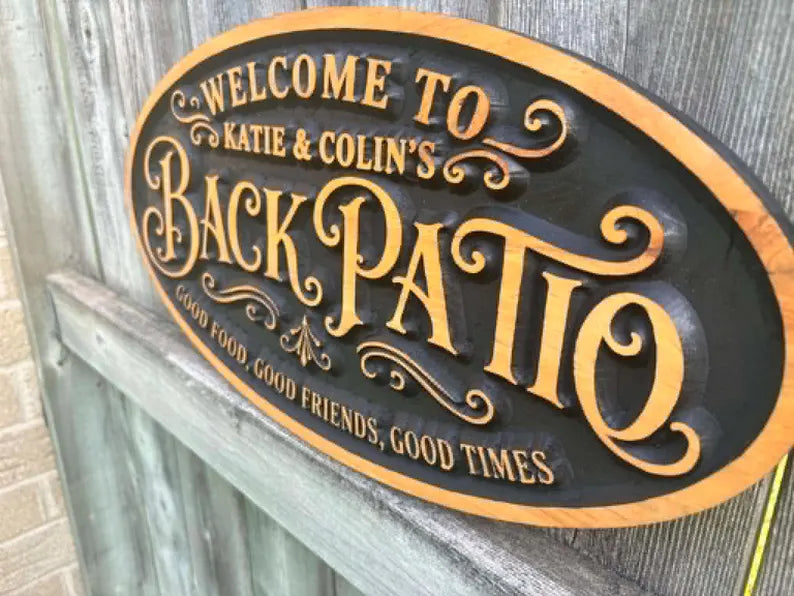 3D Oval Back Patio Sign