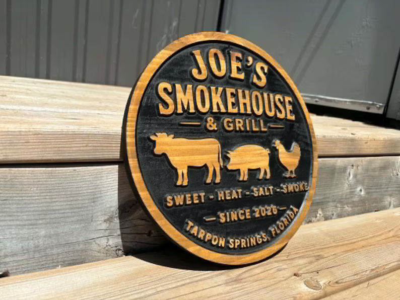Smoke House Sign with Animals