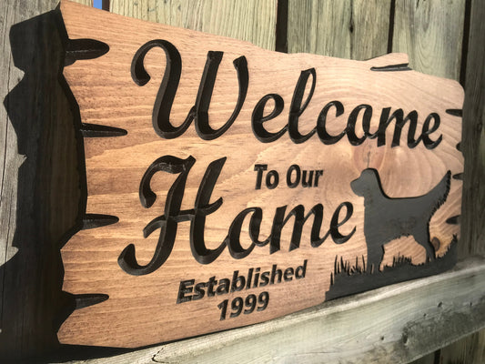 Custom Wooden Home Decor | Welcome To Our Home | Established Date Sign | Dog Lover Sign