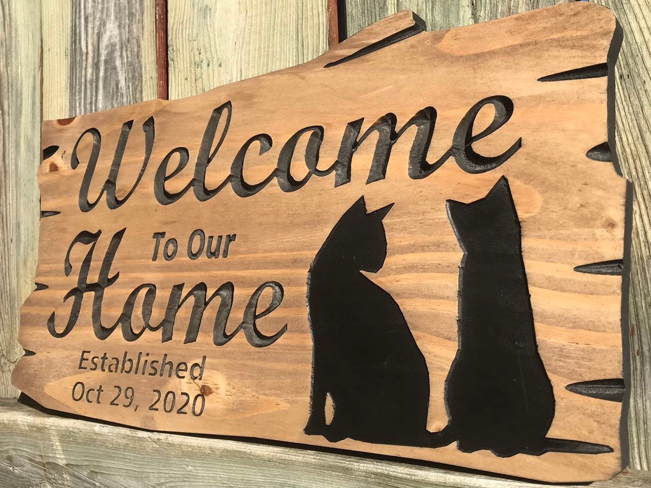 Custom Wooden Home Decor | Welcome To Our Home | Established Date Sign | Cat Lover Sign