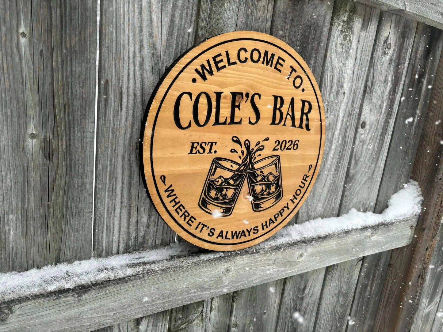 Bar Sign with Whiskey Glasses