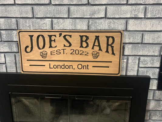 Personalized Family Name Sign, Custom Wood Art Sign, Engraved Wood Sign, Custom Sign, Beer Basement Wood Sign, Personalized Bar Sign