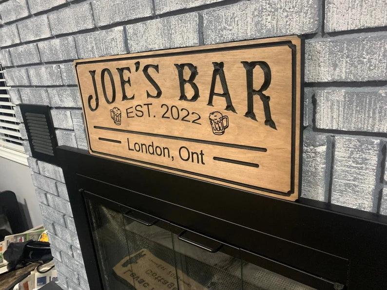 Personalized Family Name Sign, Custom Wood Art Sign, Engraved Wood Sign, Custom Sign, Beer Basement Wood Sign, Personalized Bar Sign