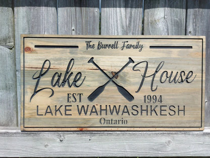 Custom Rustic Cottage Sign | Custom Engraved Lakehouse Sign | Outdoor Cottage Sign | Personalized Family Name Sign Active