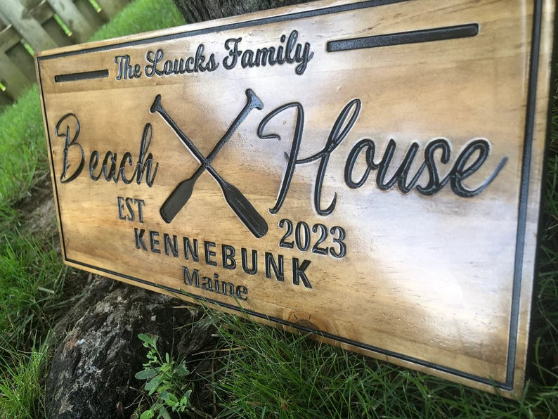 Custom Rustic Cottage Sign | Custom Engraved Lakehouse Sign | Outdoor Cottage Sign | Personalized Family Name Sign Active