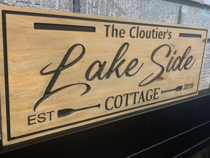 Custom Rustic Cottage Sign | Custom Engraved Lakehouse Sign | Outdoor Cottage Sign | Personalized Family Name Sign Active | Wood Sign