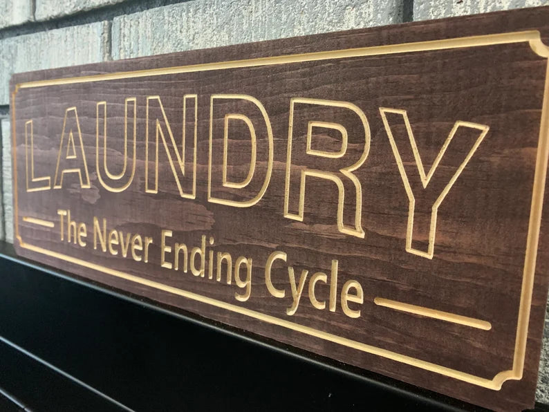 Custom Laundry Sign | Personalized Wood Sign | Wooden Laundry Sign | Custom Engraved Wood Sign