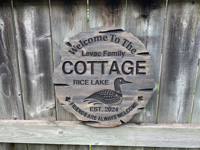 Outdoor Cottage Sign | Custom Cottage Sign | Wood Cottage Sign | Anniversary Gift | Welcome Sign | Rustic Cottage Sign | Engraved Sign