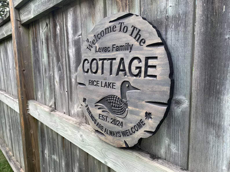 Outdoor Cottage Sign | Custom Cottage Sign | Wood Cottage Sign | Anniversary Gift | Welcome Sign | Rustic Cottage Sign | Engraved Sign