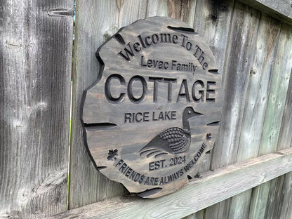 Outdoor Cottage Sign | Custom Cottage Sign | Wood Cottage Sign | Anniversary Gift | Welcome Sign | Rustic Cottage Sign | Engraved Sign