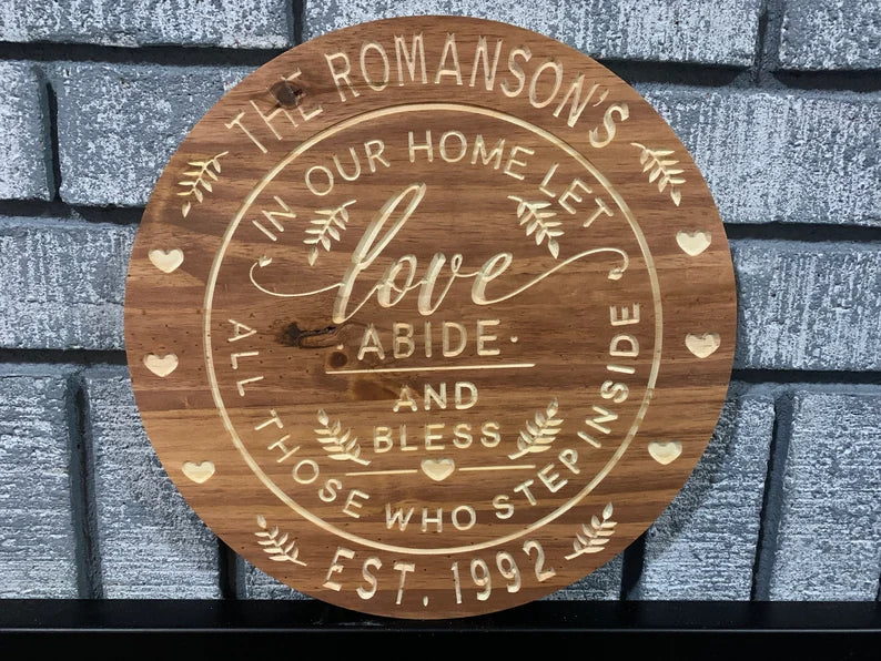 Custom Family Name Sign | Personalized Wood Sign | Wooden Family Name Sign | Custom Engraved Wood Sign