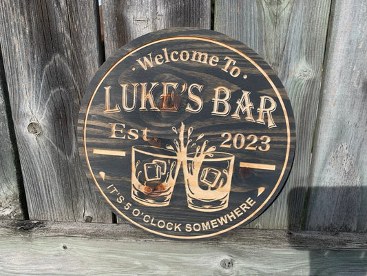 Custom Bar Sign | Personalized Wood Sign | Wooden Bar Sign | Custom Engraved Wood Sign