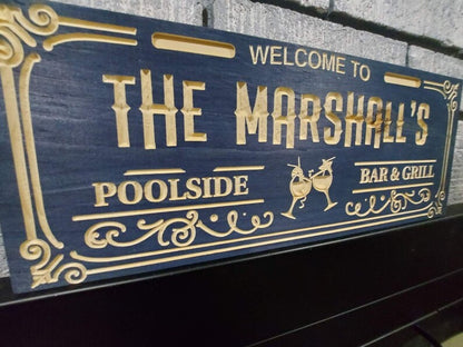 Custom BBQ Sign | Personalized Wood Sign | Wooden BBQ Sign | Custom Engraved Wood Sign | Custom Poolside Sign |