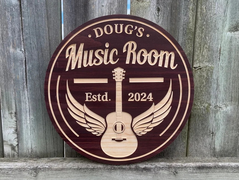 Custom Guitar Sign | Personalized Wood Sign | Wooden Music Sign | Custom Engraved Wood Sign