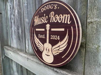 Custom Guitar Sign | Personalized Wood Sign | Wooden Music Sign | Custom Engraved Wood Sign