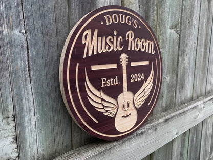 Custom Guitar Sign | Personalized Wood Sign | Wooden Music Sign | Custom Engraved Wood Sign