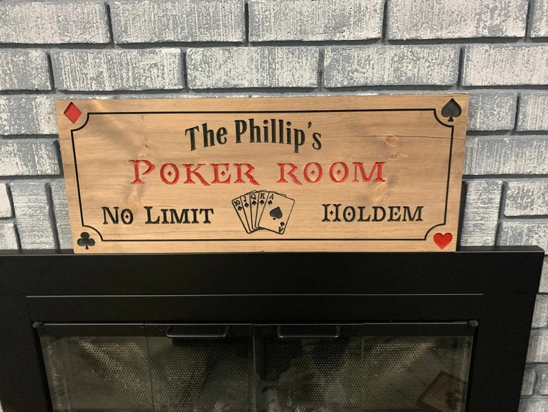 Personalized Wood Poker Sign, Custom Gaming Room Sign, Poker Sign,