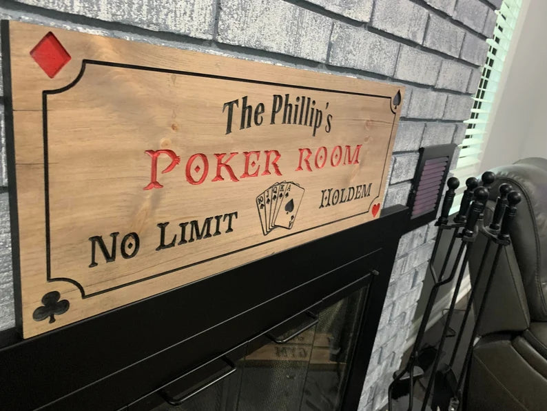 Personalized Wood Poker Sign, Custom Gaming Room Sign, Poker Sign,