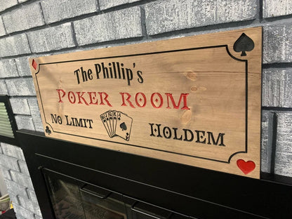 Personalized Wood Poker Sign, Custom Gaming Room Sign, Poker Sign,