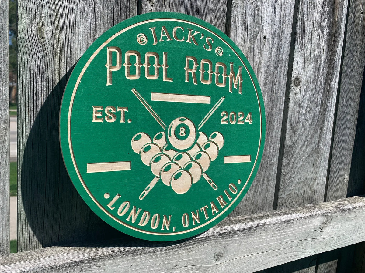 Pool Club Sign Custom pool Room Sign | Personalized Wood Sign – Samgo Woodworking