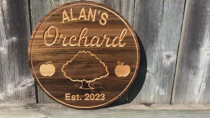 Custom Apple Orchard Sign | Custom Name Engraving | Personalized Orchard Sign | Engraved Wooden Sign | Wood Sign