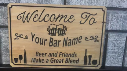 Wooden Outdoor Bar Sign, Custom Family name Sign, Engraved Wood Sign, Custom Sign, Beer Basement Wood Sign, Personalized Bar Sign