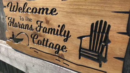 Custom Outdoor Cottage Sign | Wooden Anniversary Gift | Personalized Lakehouse Sign | Rustic Cottage Sign | Engraved Sign | Wood Sign