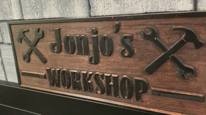 Personalized Workshop Wood Sign, Custom Workshop Sign, Personalized Name Sign, Engraved Wood Sign