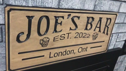 Personalized Family Name Sign, Custom Wood Art Sign, Engraved Wood Sign, Custom Sign, Beer Basement Wood Sign, Personalized Bar Sign