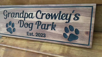 Custom Dog Lover Sign | Outdoor Paw Print Sign | Custom Engraved Sign | Personalized Pet Name Sign Active | Engraved Wooden Sign | Wood Sign