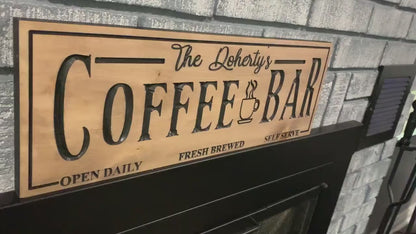 Wood Coffee Bar Sign, Custom Wood Art Sign, Engraved Wood Sign, Custom Sign, Coffee Wood art, Personalized Coffee Sign