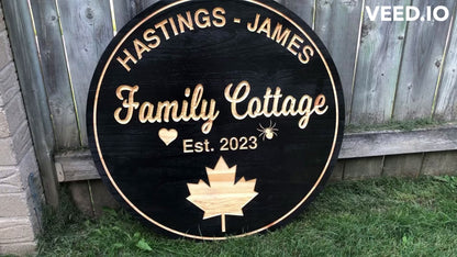 Custom Wooden Cottage Sign | Canada Flag | Personalized Family Cottage Sign |