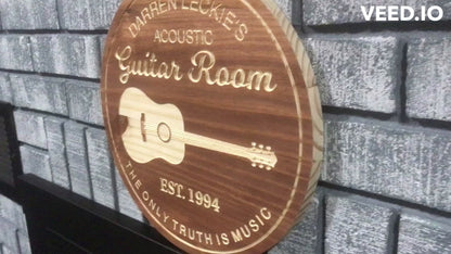 Custom Wooden Guitar Sign | Music Decor | Personalized Acoustic Guitar Sign |