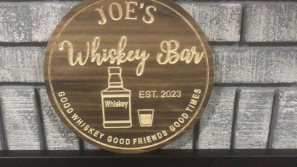 Custom Wooden Whiskey Bar Sign | Whiskey Bottle | Personalized Pub Sign |