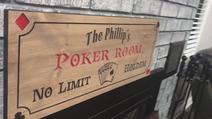 Personalized Wood Poker Sign, Custom Gaming Room Sign, Poker Sign,