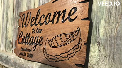 Custom Wooden Cottage Sign | Welcome To Our Cottage | Established Date Sign |