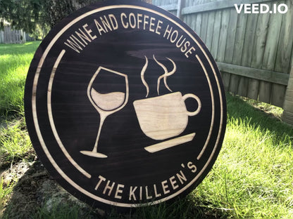 Custom Wooden Coffee Sign | Kitchen Plaque | Coffee and Wine Decor